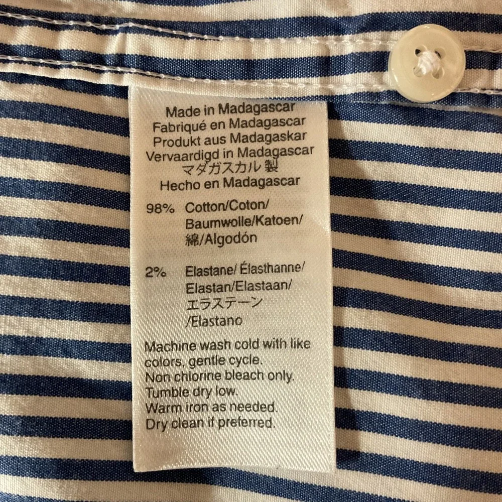 J. Crew Men's Striped Printed Collared Long Sleeve Stretch Button Up Shirt Sz XL